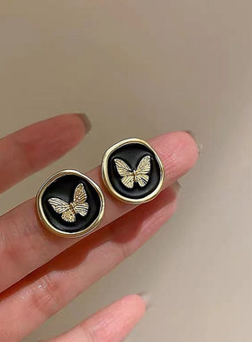 绿色小花花小清新气质花朵耳环女初春新款法式耳钉珍珠复古耳饰品