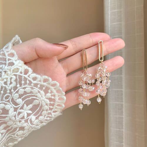 仙气水晶流苏长款显脸小百搭耳坠