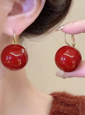 时尚优雅设计感紫色清透金箔耳环女个性精致耳钉优雅大气通勤耳饰