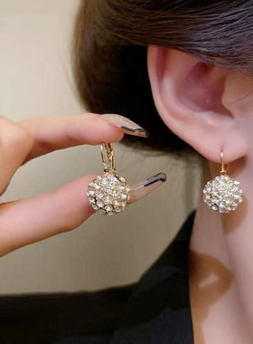 ins潮小众简约气质满钻耳环小巧圆圈轻奢耳扣韩版个性百搭耳饰品