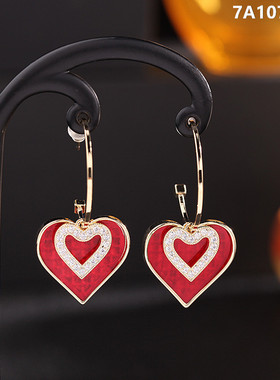 925银针红色珍珠耳环耳钉女日韩2020新款潮耳饰气质长款流苏耳坠