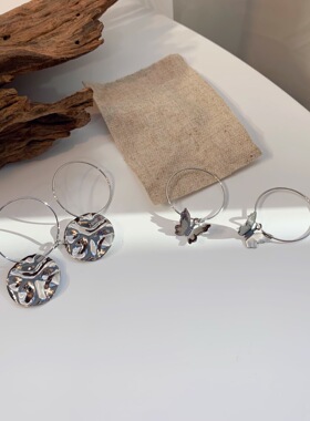 韩国个性百搭金属几何扭曲圆片耳坠冷淡风气质网红同款耳环耳圈女