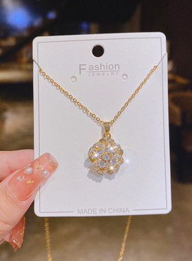 【真金电镀】微镶气质四瓣花项链女锁骨链2020网红新款好搭饰品女