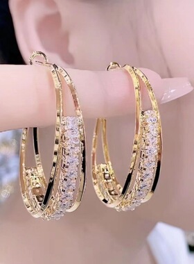 2023年新款潮气质圈圈耳环小众设计感百搭轻奢耳圈高级感耳饰