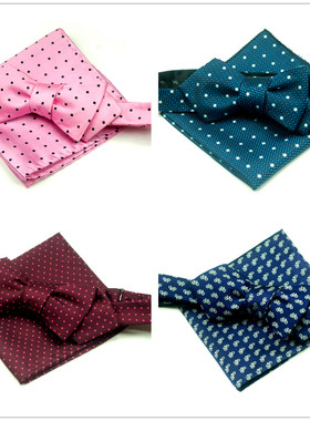 尖头手打领结口袋巾套装   葫芦领结  煲呔 self tie bowtie