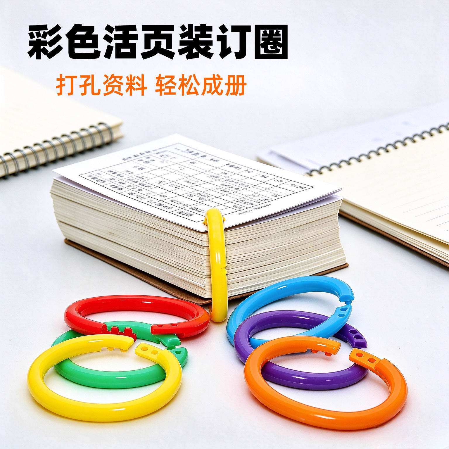 彩色活页装订圈扣办公学习用品DIY多彩圆环扣环装订耗材装订配件