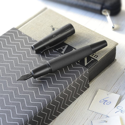 fabercastell辉柏嘉尚品系列纯黑金属钢笔宝珠笔圆珠笔礼品笔