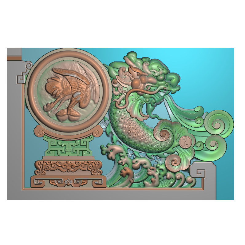 抱鼓石鼓精雕图 龙鱼抱鼓 栏板门墩雕花古建寺庙灰度图 修图改图
