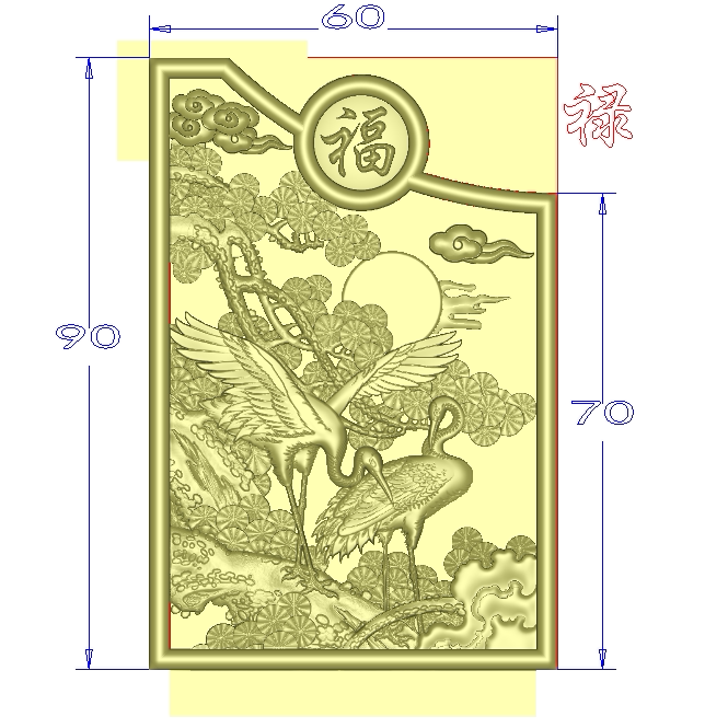 松鹤抱鼓一对石鼓抱鼓边鼓精雕图福禄抱鼓石碑浮雕鹤抱鼓60-90