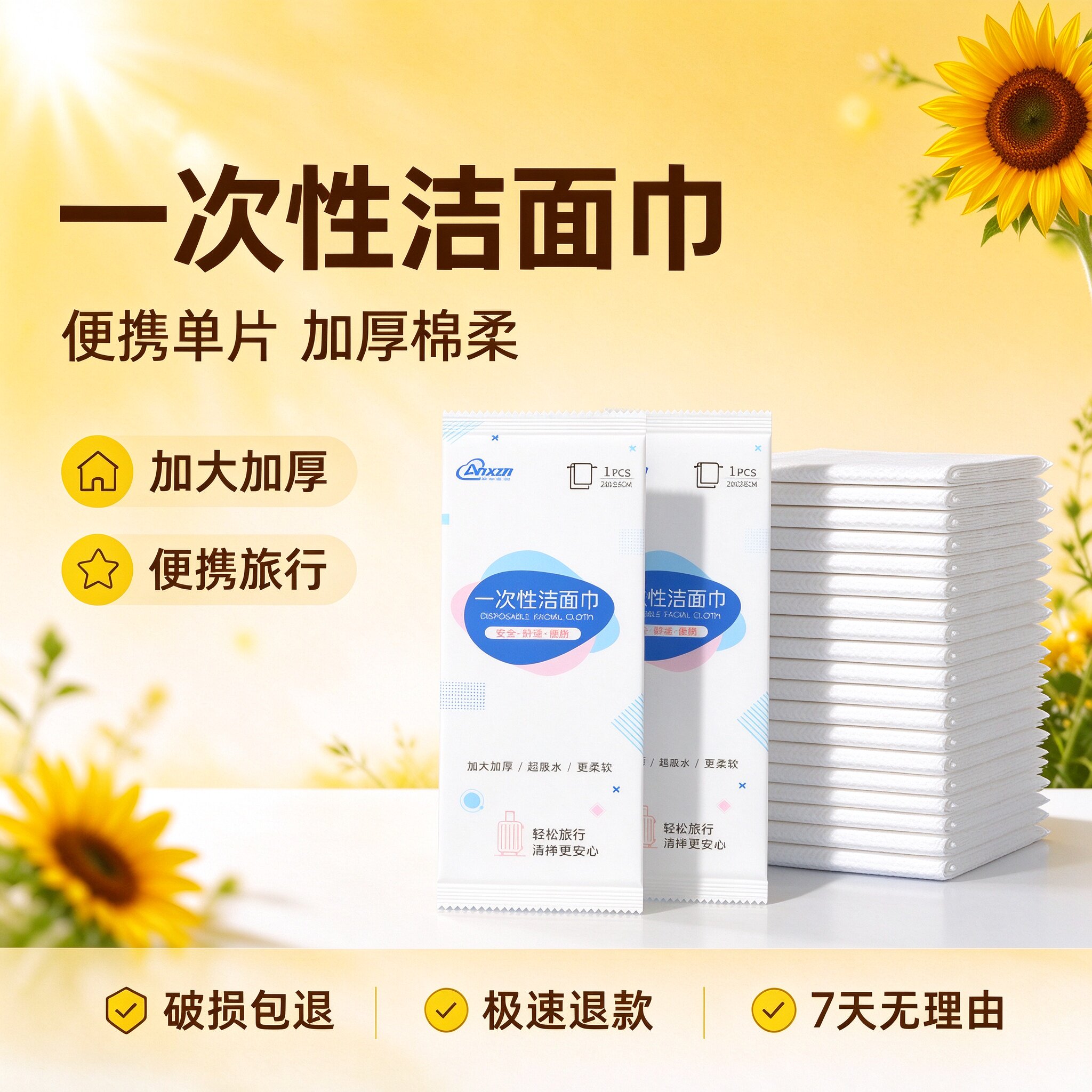 一次性洁面巾浴巾加大加厚单片独立装出差旅游便携干湿两用洗脸巾