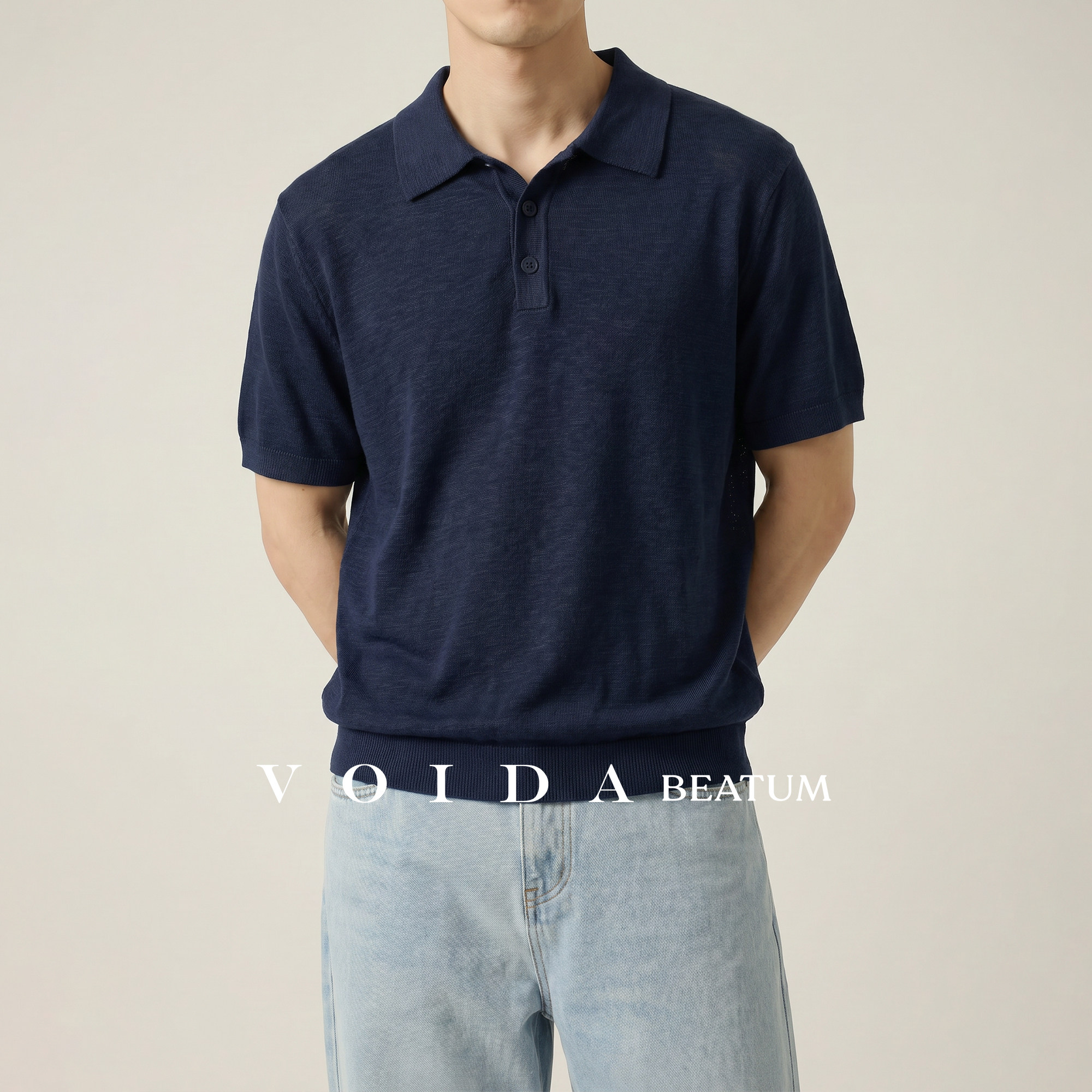 不搭亚麻混纺男士短袖POLO衫