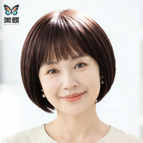 美蝶轻薄透气妈妈款波波头假发