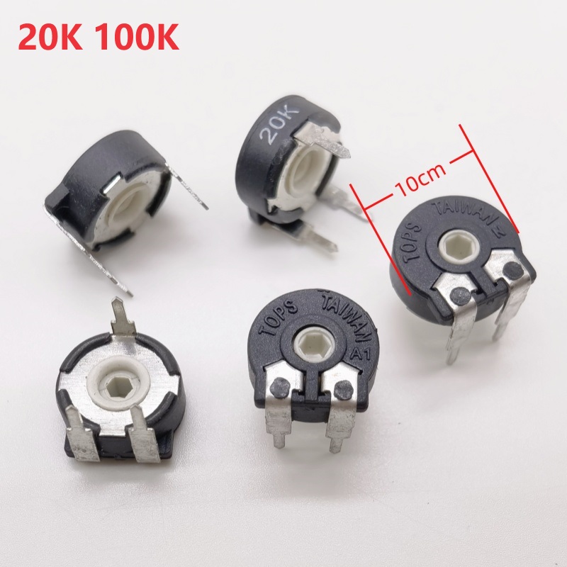 台湾TOPS代用西班牙可调 PT10MV卧式六角 PT10电位器10K 20K 100K