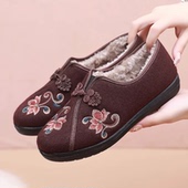 女秋冬季 老年妈妈鞋 保暖加绒奶奶鞋 老北京布鞋 软底老人二棉鞋 防滑