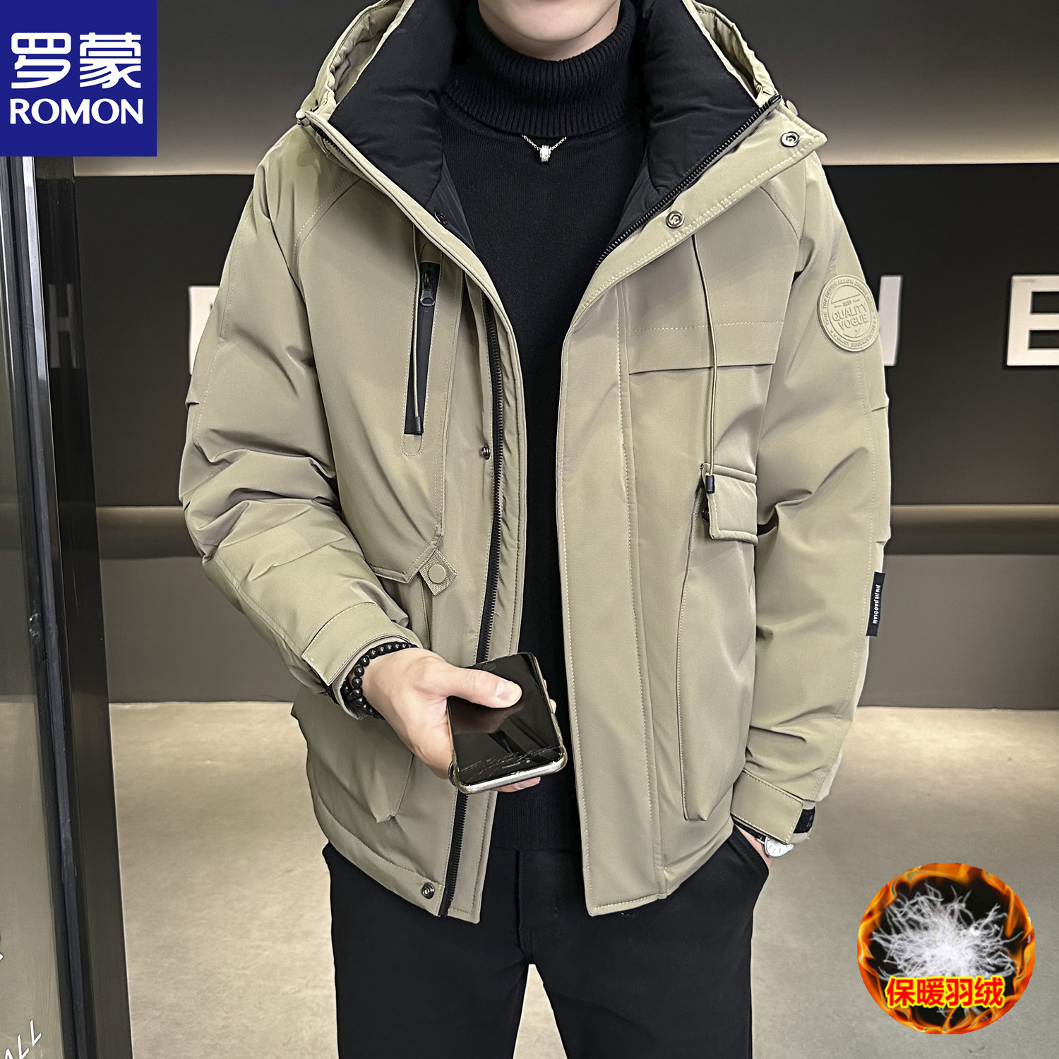 罗蒙正品男士工装羽绒服加厚外套