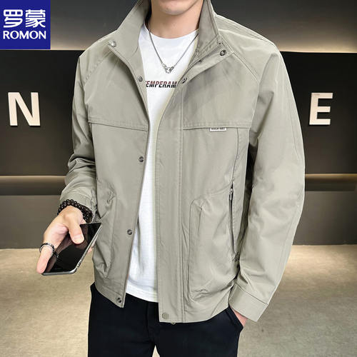 罗蒙春季男士立领工装夹克薄款潮