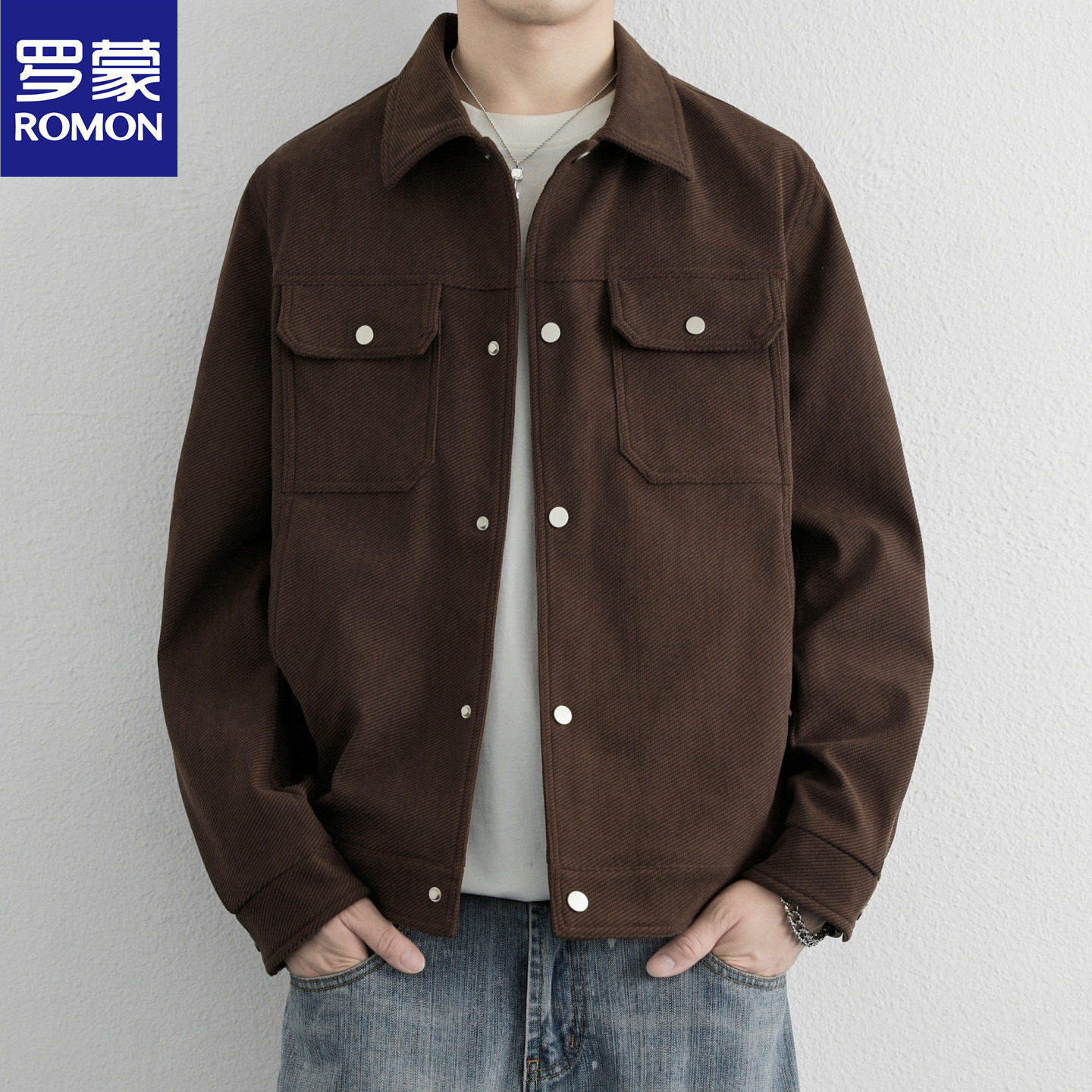 罗蒙2026春季大码男士夹克高级感痞帅潮流青年短款复古美式外套薄
