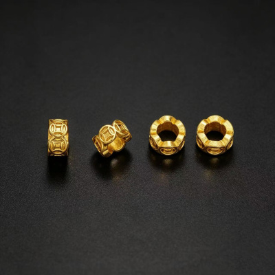 古法24K工艺保色金色钱币隔片隔珠文玩饰品手串手链散珠子搭配