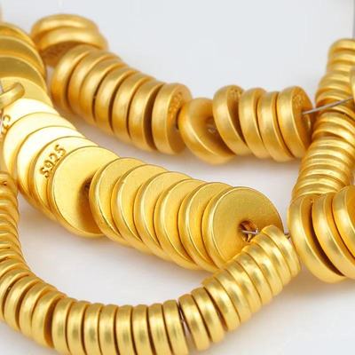 S925 银制品古法包金隔片文玩猴头菩提大肠佛散珠子手串手链垫片