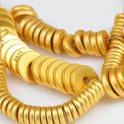 S925 银制品古法包金隔片文玩猴头菩提大肠佛散珠子手串手链垫片