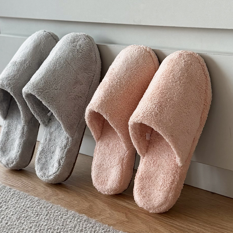 包头静音棉拖鞋男女大码软底无声木地板冬季室内家居毛绒保暖防滑