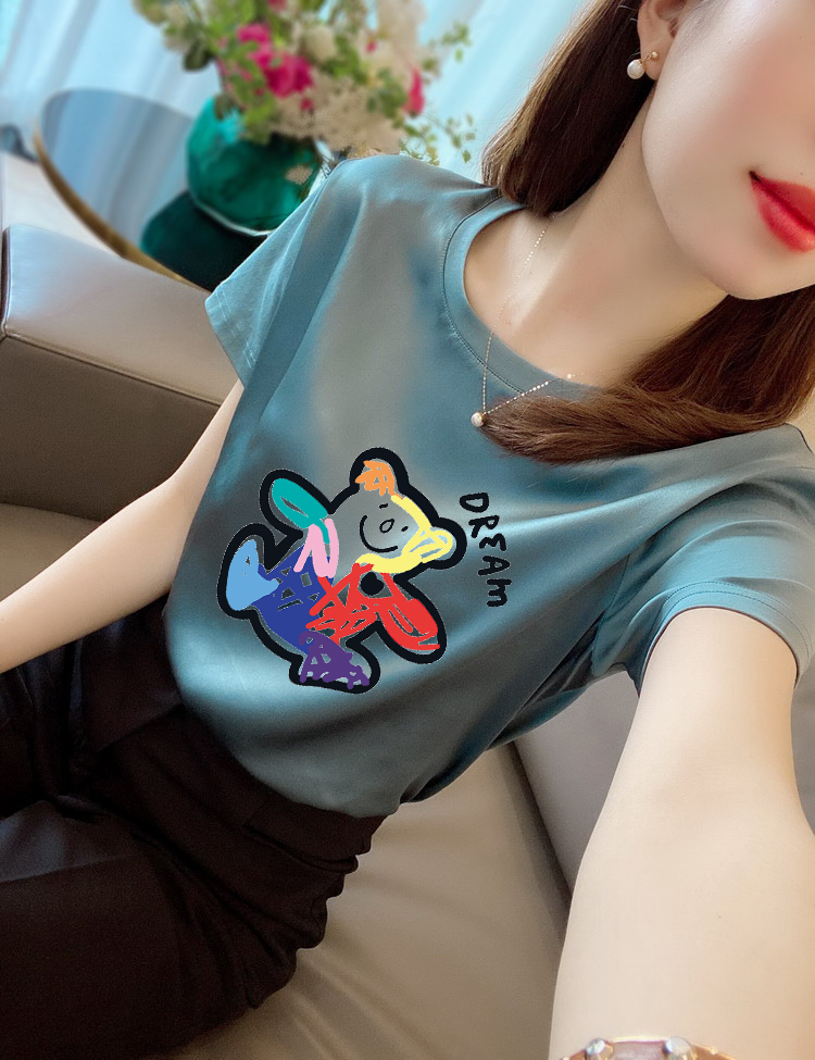 New summer design small crowd silk silk versatile creative cartoon short sleeve T-shirt