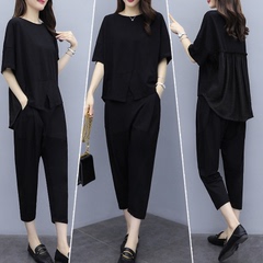 2021 new large size women's summer dress fat woman foreign style suit