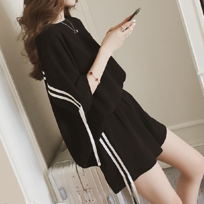 Oversize women's clothing fat sister loose Chiffon T-shirt casual suit women's High Waist Shorts 200 pieces