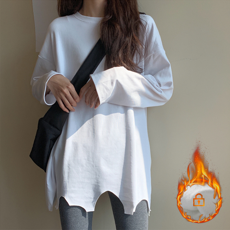 Official dress women's 2020 new top with plush long sleeve T-shirt