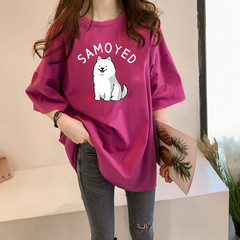 Guantuke double ground milk silk summer T-shirt short sleeve student lazy printing medium long T-shirt