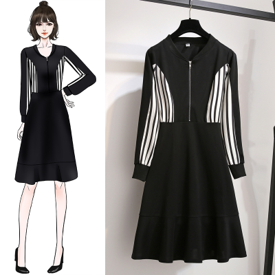 Fat plus size women's dress Korean spring and autumn new fat sister cover belly reduce age loose show thin skirt children