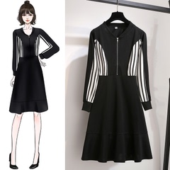 Fat plus size women's dress Korean spring and autumn new fat sister cover belly reduce age loose show thin skirt children