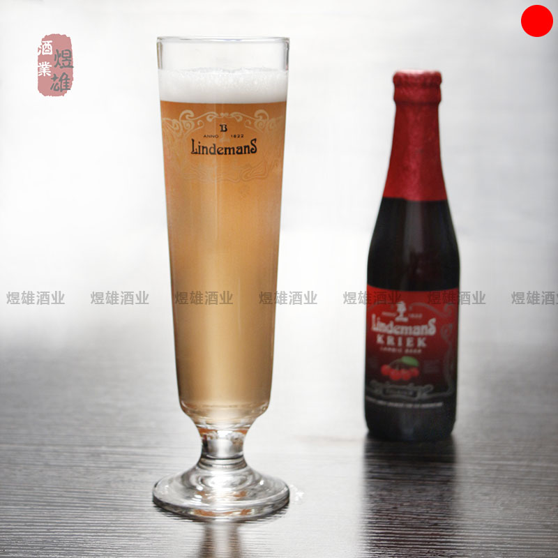 【林德曼啤酒杯】比利时进口Lindeman高脚啤酒杯图案玻璃酒杯限量