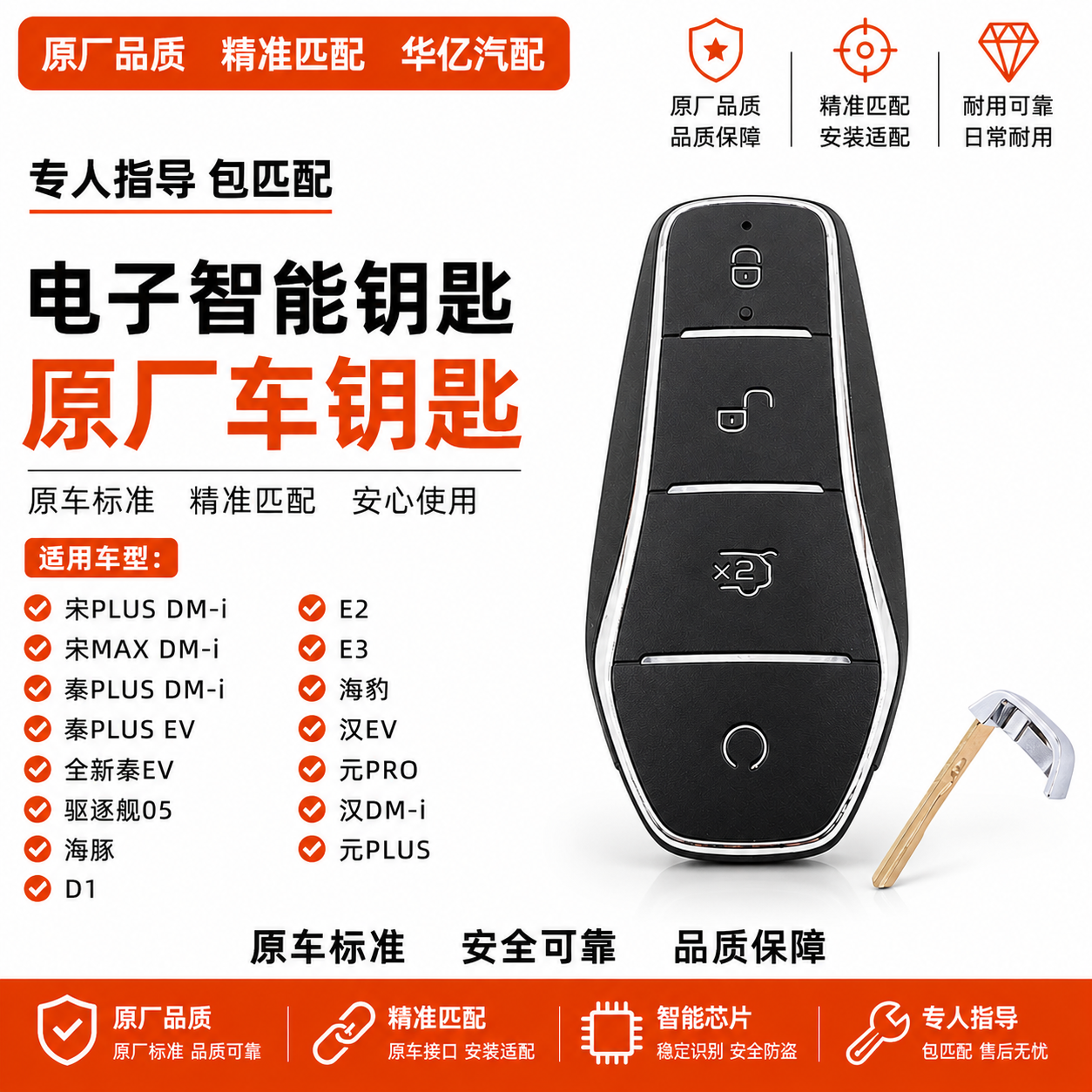 比亚迪智能钥匙秦plus海豚e2唐汉元pro汉ev宋plus汉DMi遥控器原装