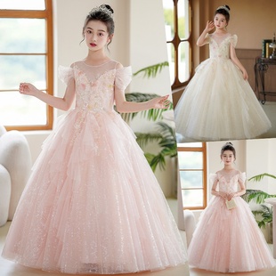 高端女童礼服儿童长裙花仙子公主裙女童连衣裙钢琴演奏主持人轻奢