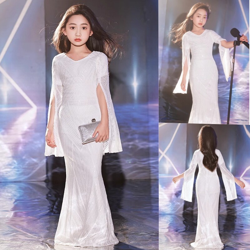 女童鱼尾晚礼服花童婚礼小女孩主图片