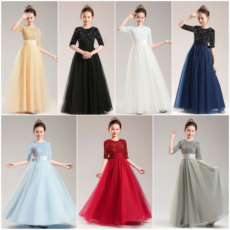 女童长裙礼服闪亮连衣裙轻奢春秋图片