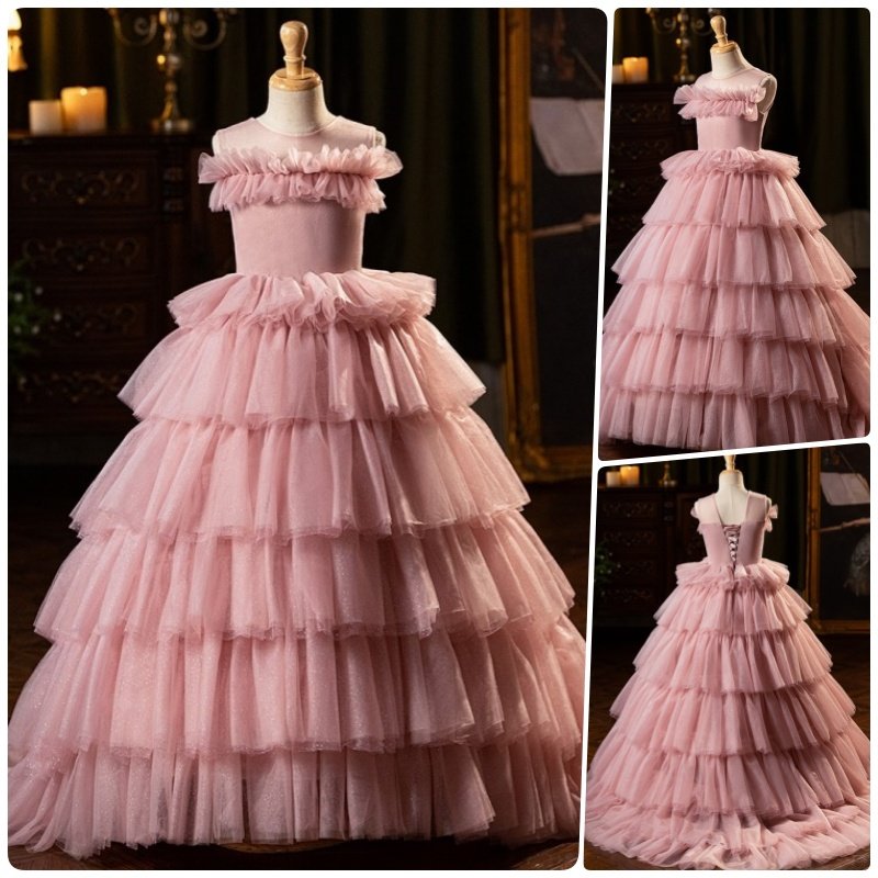 高端粉色蛋糕裙儿童礼服演出服女童公主裙中大童连衣裙裙钢琴主持,童装/婴儿装/亲子装,连衣裙,淘宝优惠券,粉丝福利购,淘宝优惠卷