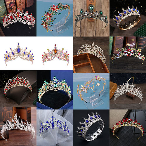 公主裙水晶表演蓝色礼服配饰发箍