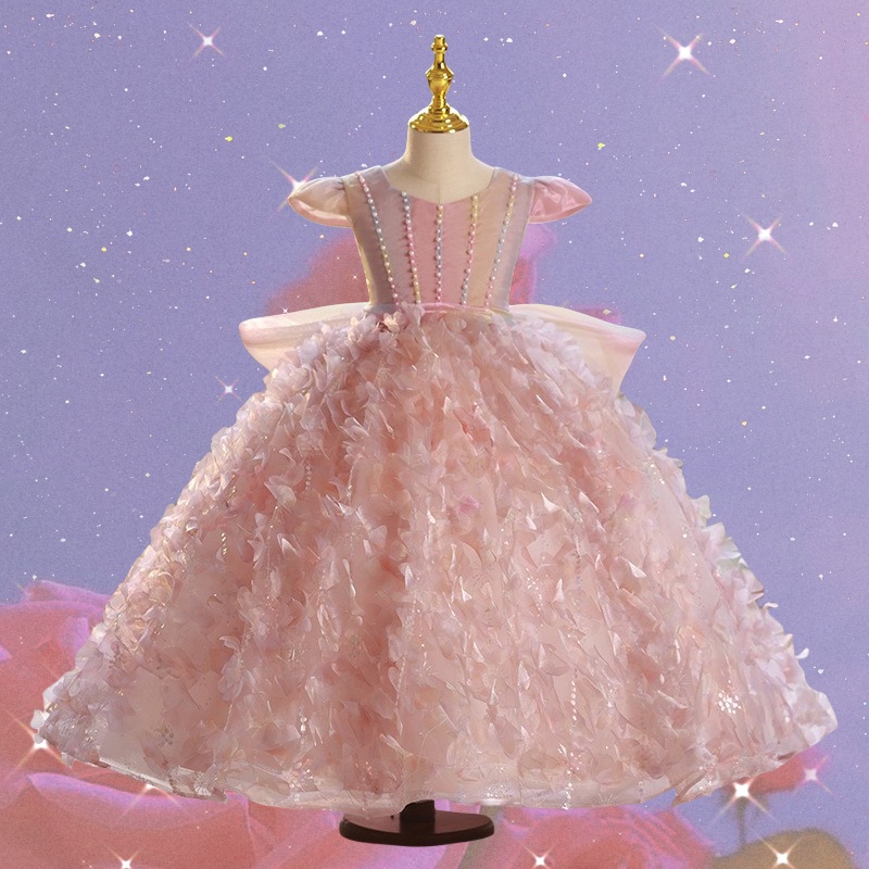 儿童主持人礼服新款花童粉色