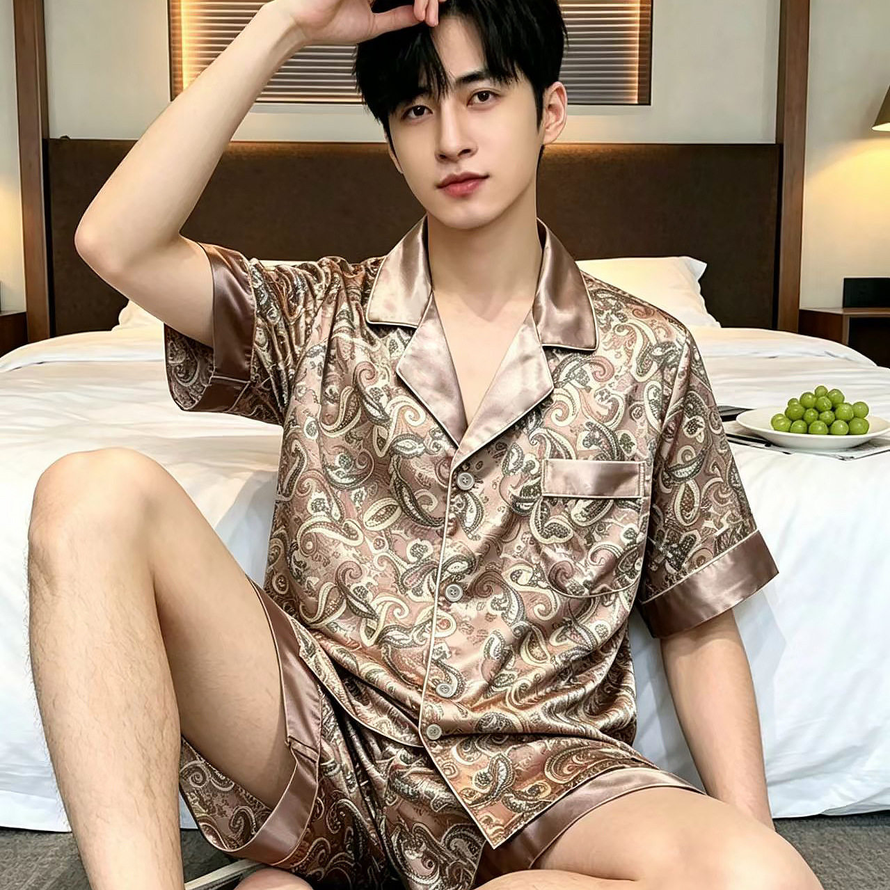 睡衣男2026年新款夏季冰丝薄款短袖短裤中年男士夏款家居服高级感