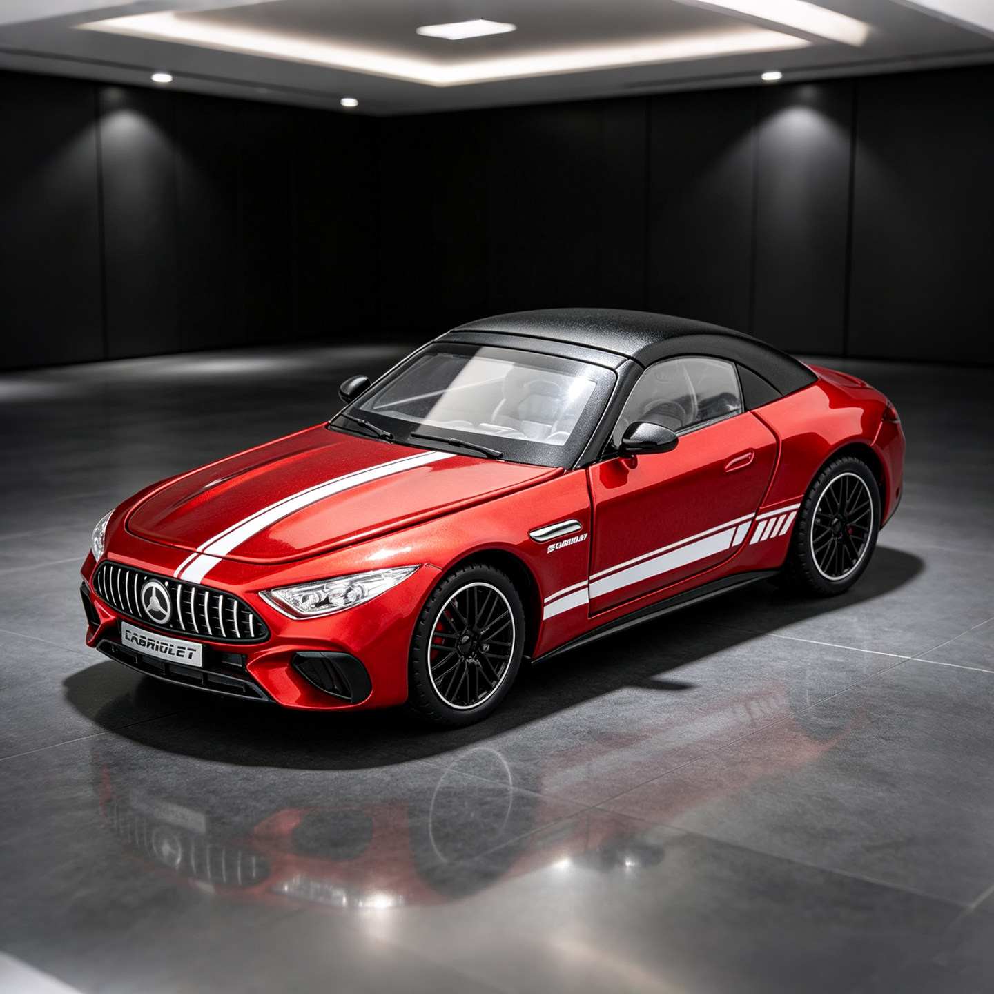 1/24奔驰AMG SL63合金汽车模型回力声光玩具跑车仿真可敞篷车摆件