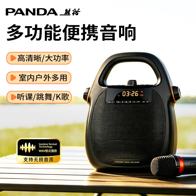 熊猫家用音响户外音箱K歌带功放一体机手提移动广场舞蓝牙音响H5