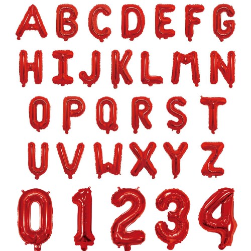 16寸红色字母A-Z数字0-9铝膜气球