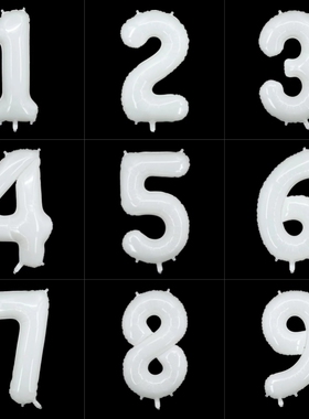 16寸光膜数字气球白色场景布置装饰