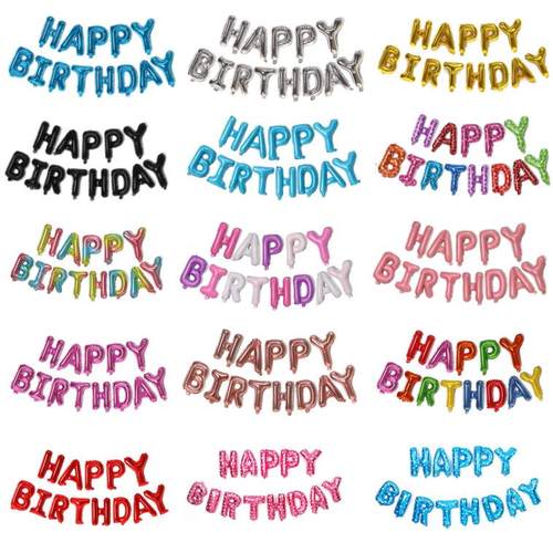 多种颜色16寸生日快乐铝膜气球