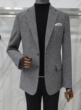 0120秋冬款liberclassy灰色羊毛商务休闲西服外套加大190码
