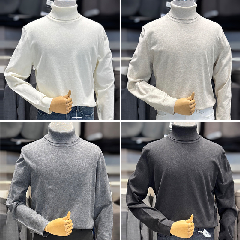 可翻高领羊毛混纺长袖针织衫4色