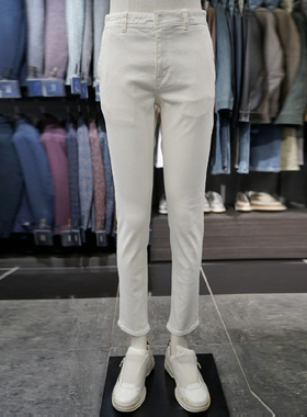 0301春装BASSO白色纯色弹力水洗棉修身瘦腿牛仔裤长裤子男生4色