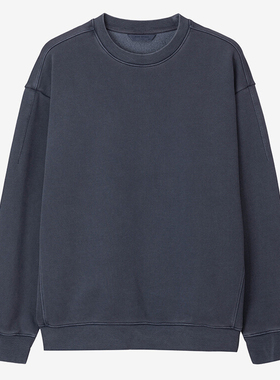 0101秋季新款Mind Bridge心桥蓝色深灰色圆领棉混纺套头长袖T恤